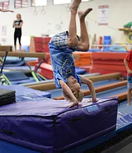 kids learning skills on gymnastic obstacle course