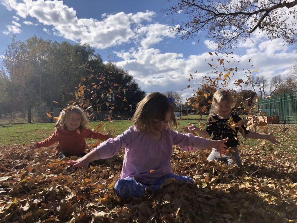 preschool kids in outdoor exploration and recess