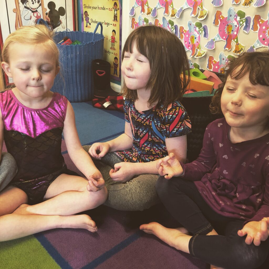 Preschool kids in yoga time